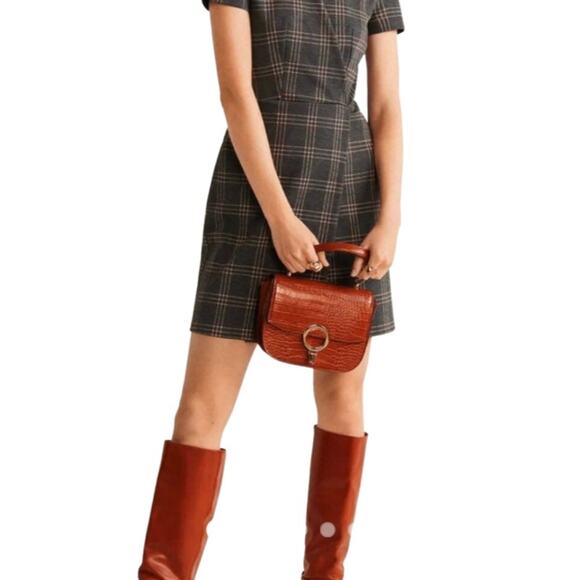 MNG Basics Plaid Short Dress Charcoal Gray Size 8 - Picture 2 of 10